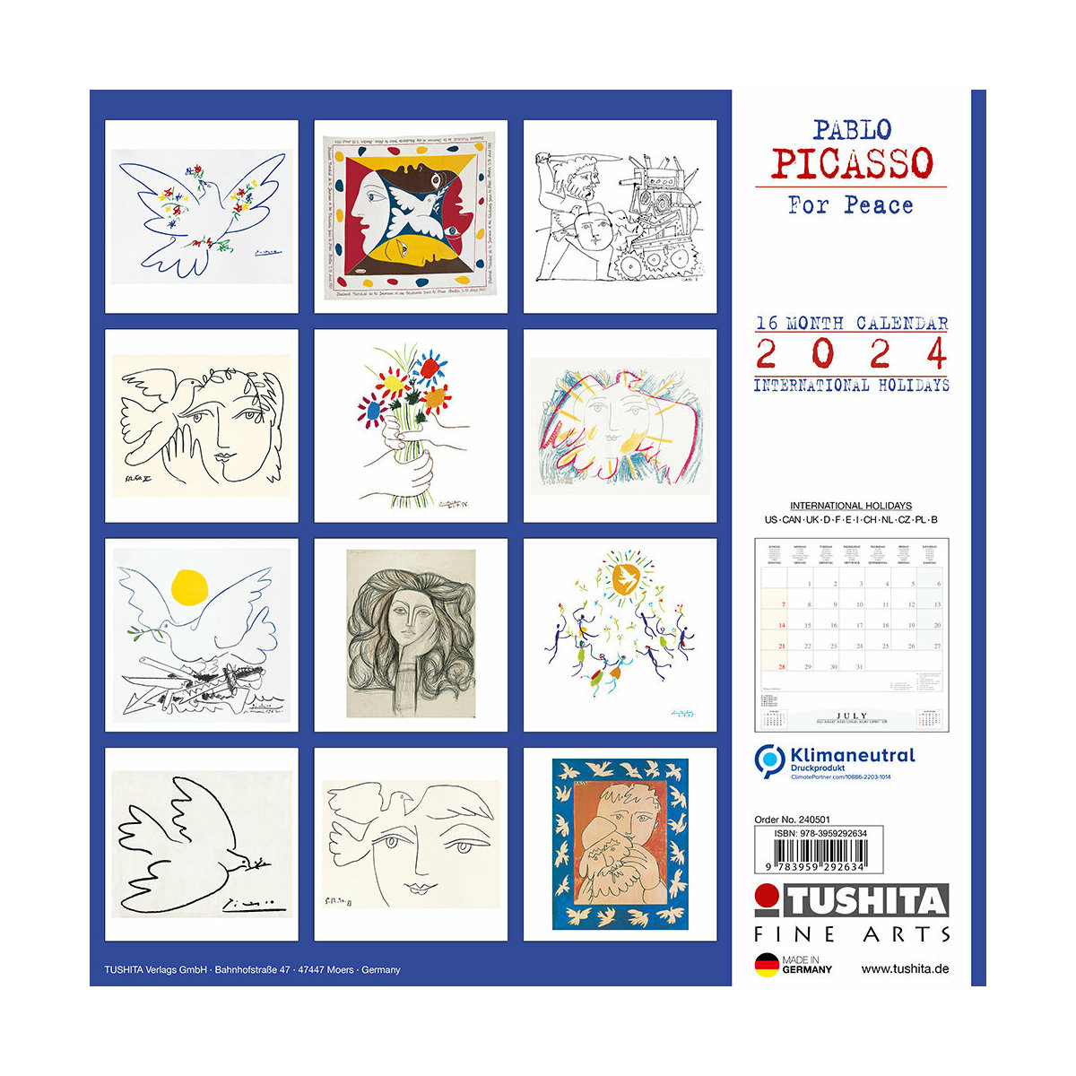 Calendrier mural 2024 Pablo Picasso 16 mois