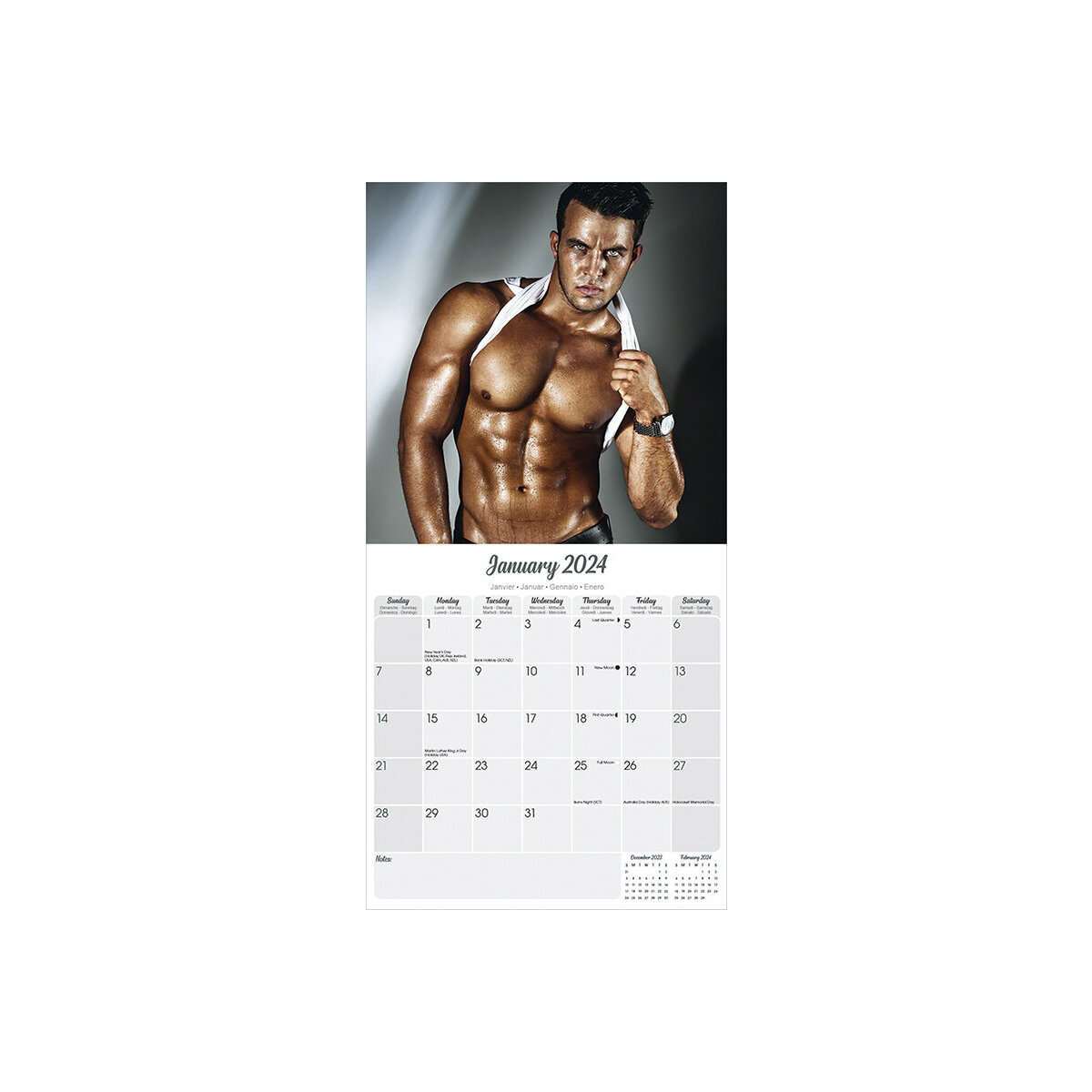 CALENDRIER 2023 SEXY HOMME TORSE NU - CORPS HOMME MUSCLE - torse