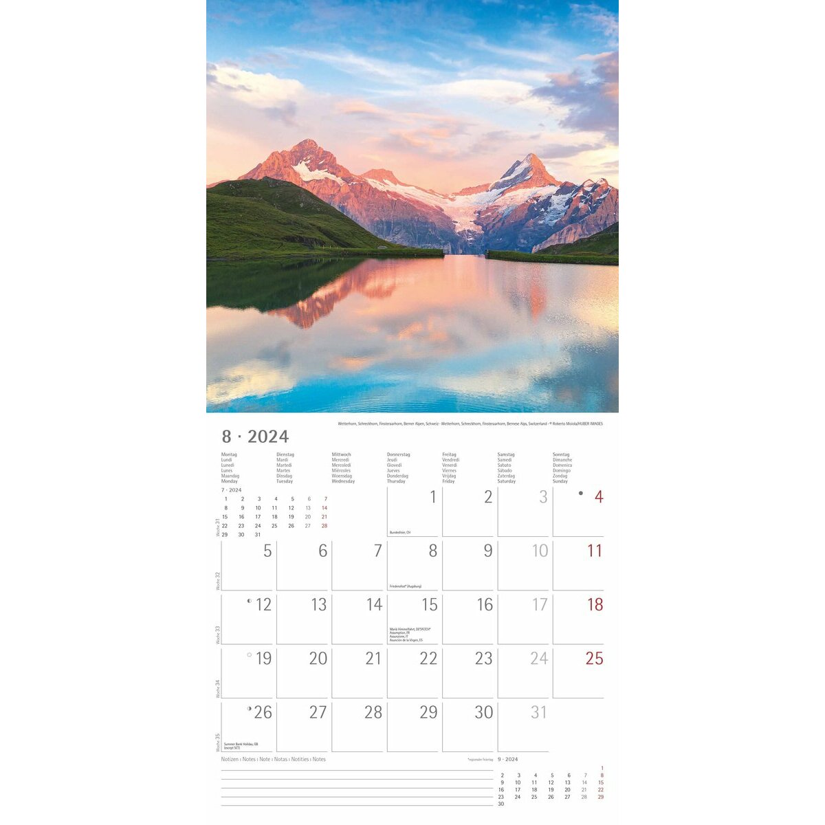 1 Pièce, Calendrier De Montagne 2024, Calendrier Mural De Thème