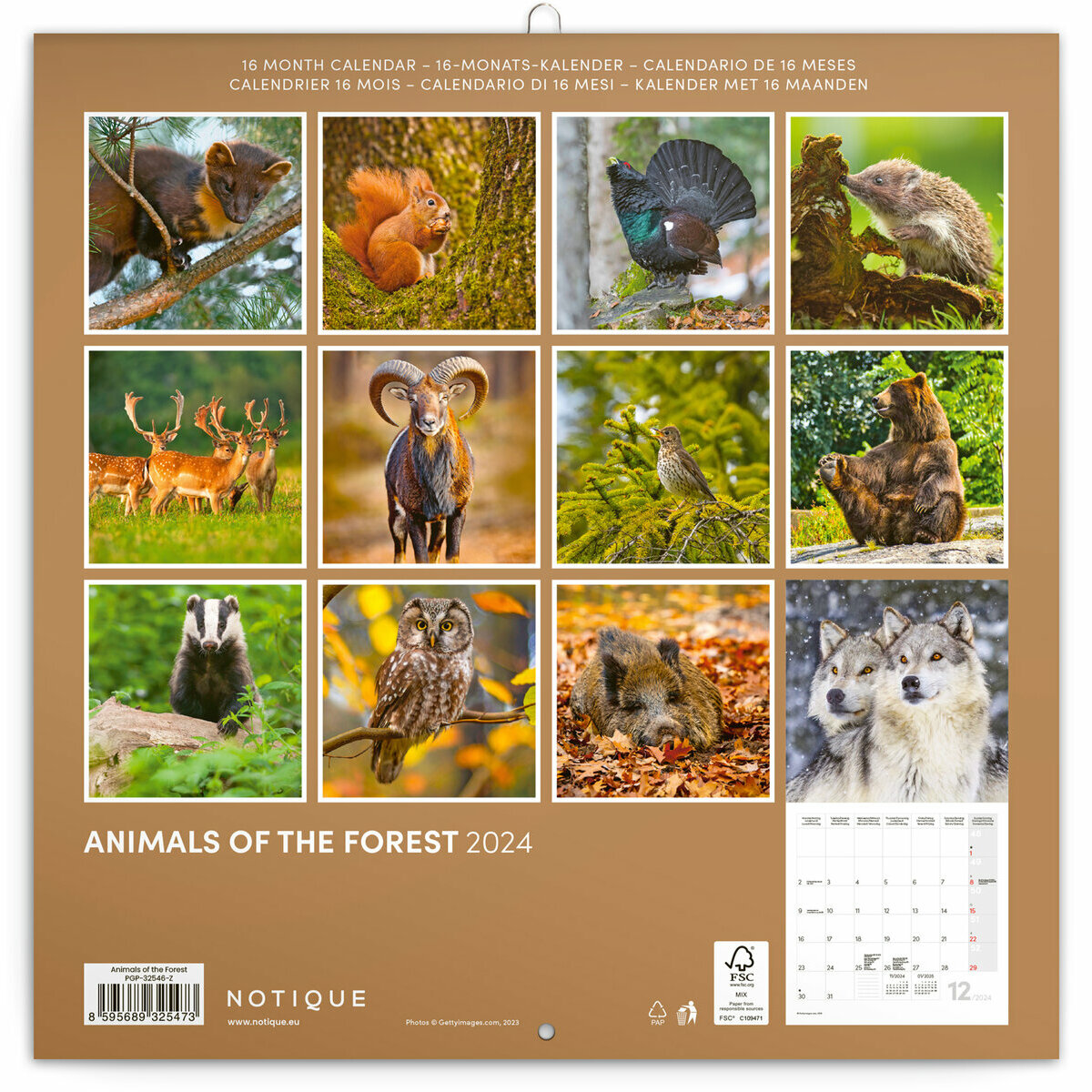 Calendrier de La Poste 2024, Almanach du facteur, animaux de la forêt