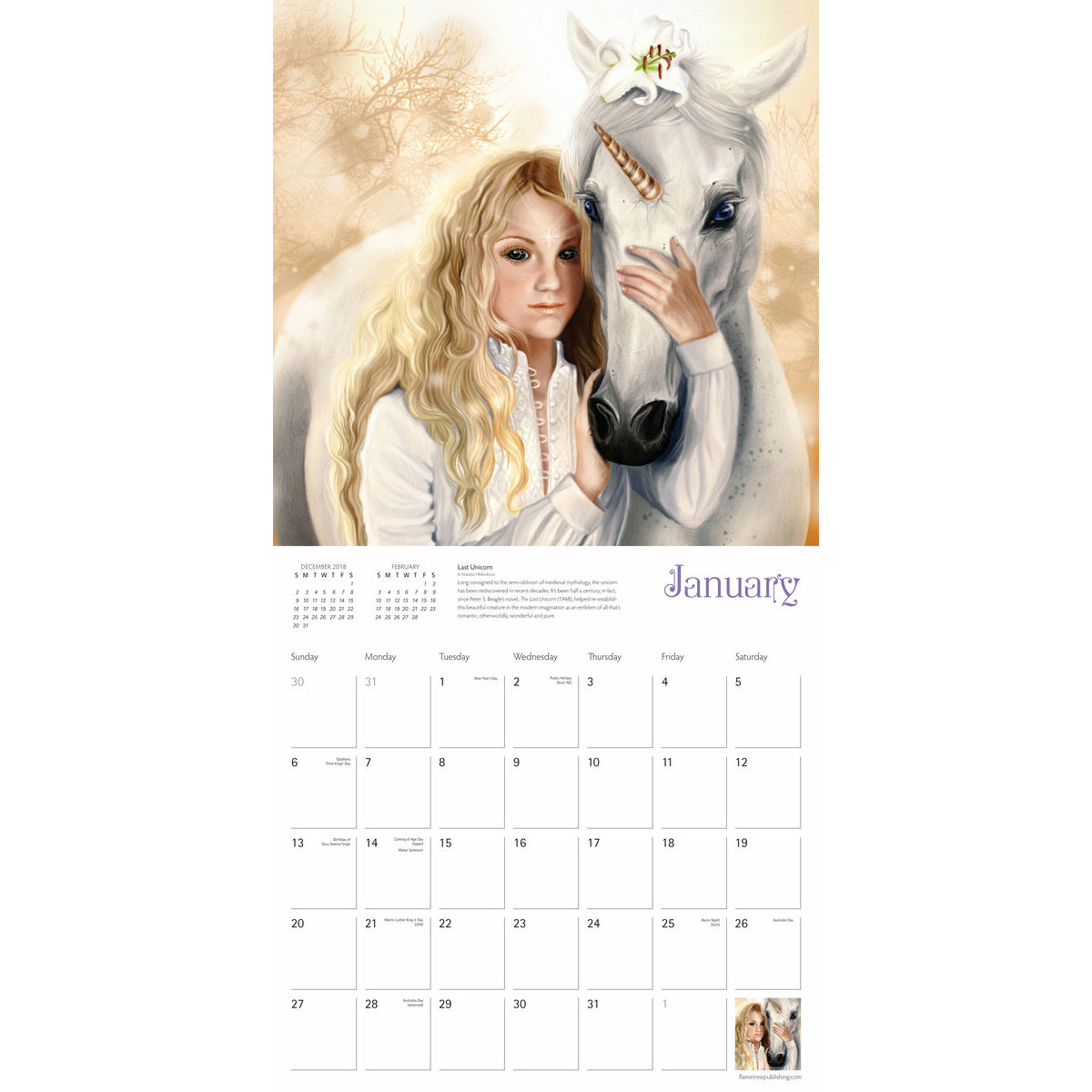 calendrier Licorne 2019