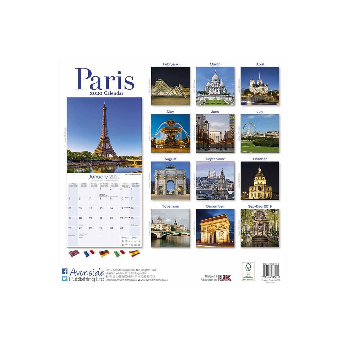 Calendrier 2020 Paris