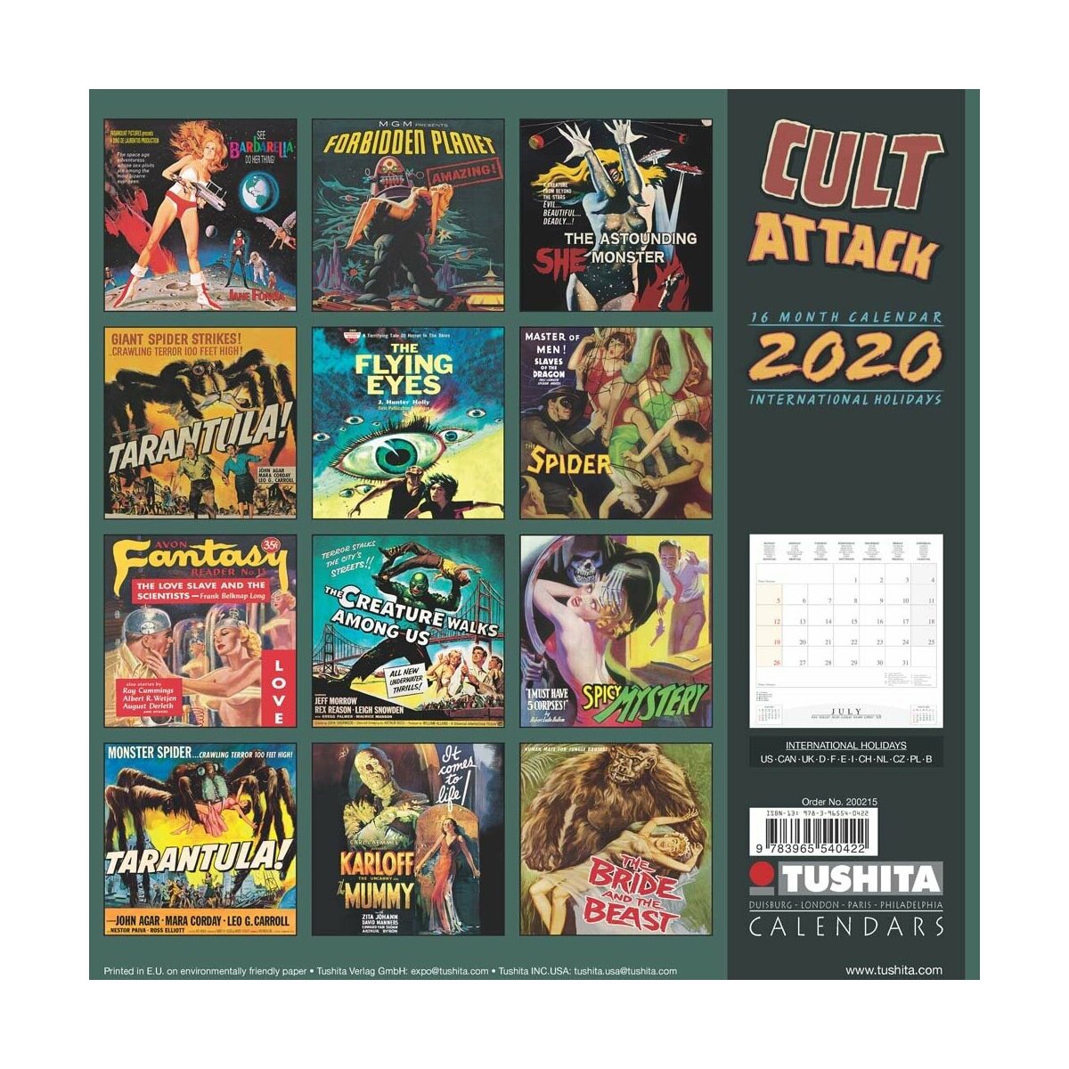 Calendrier 2020 Affiche vintage film d'horreur