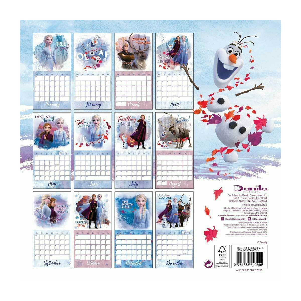 calendrier 2020 Reine des neiges disney 2