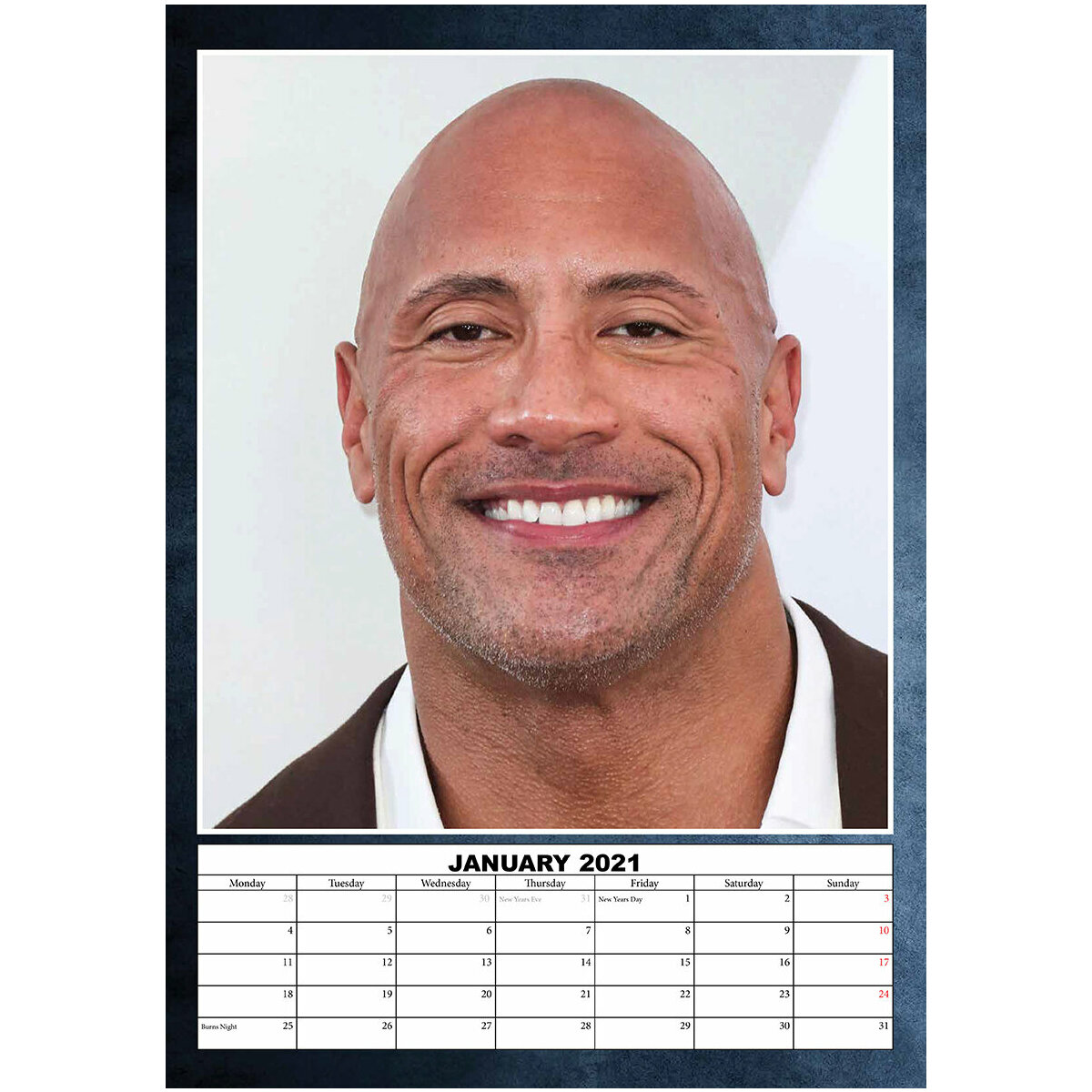 Calendrier 2021 Dwayne Johnson format A3