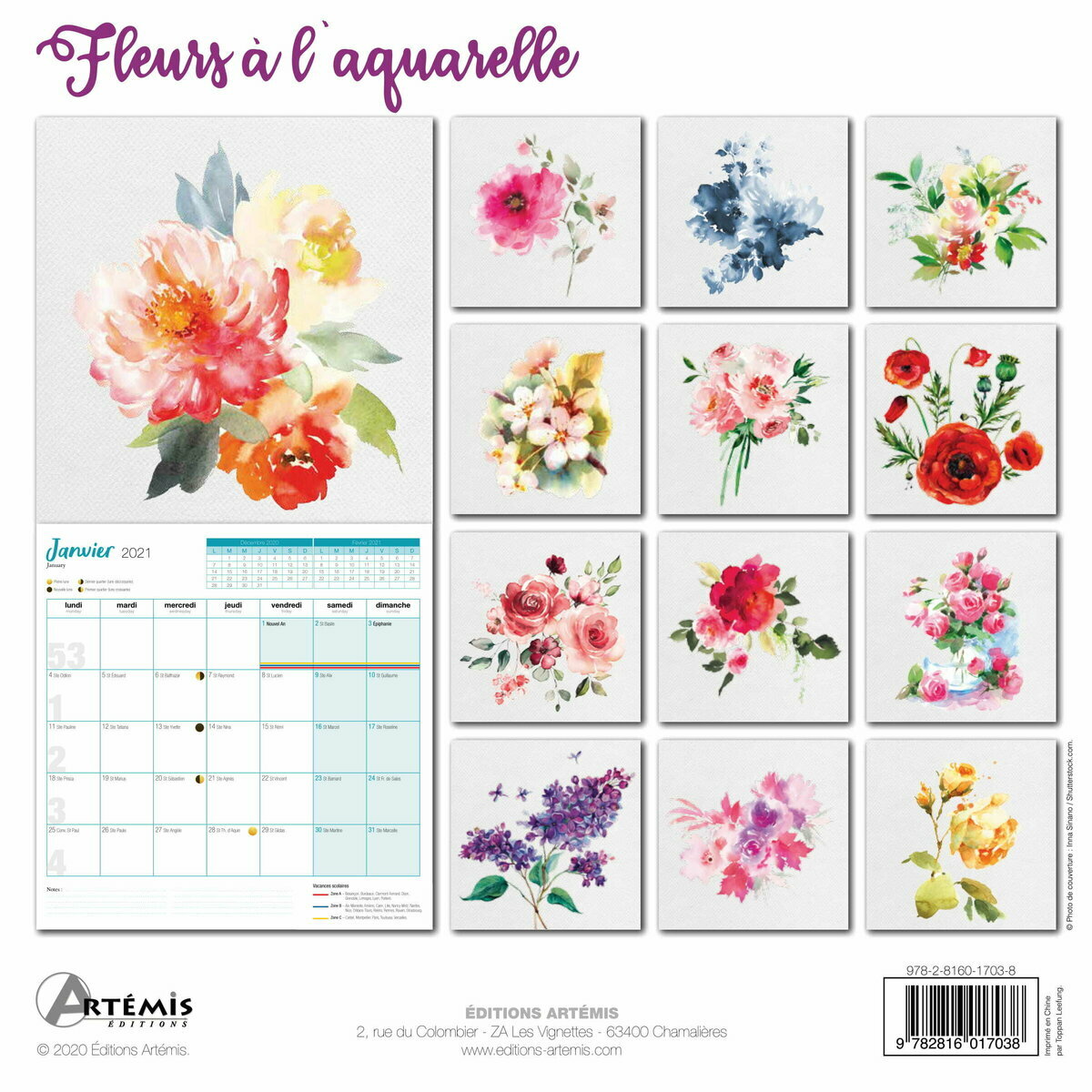 Calendrier 21 Dessin Fleur Aquarelle