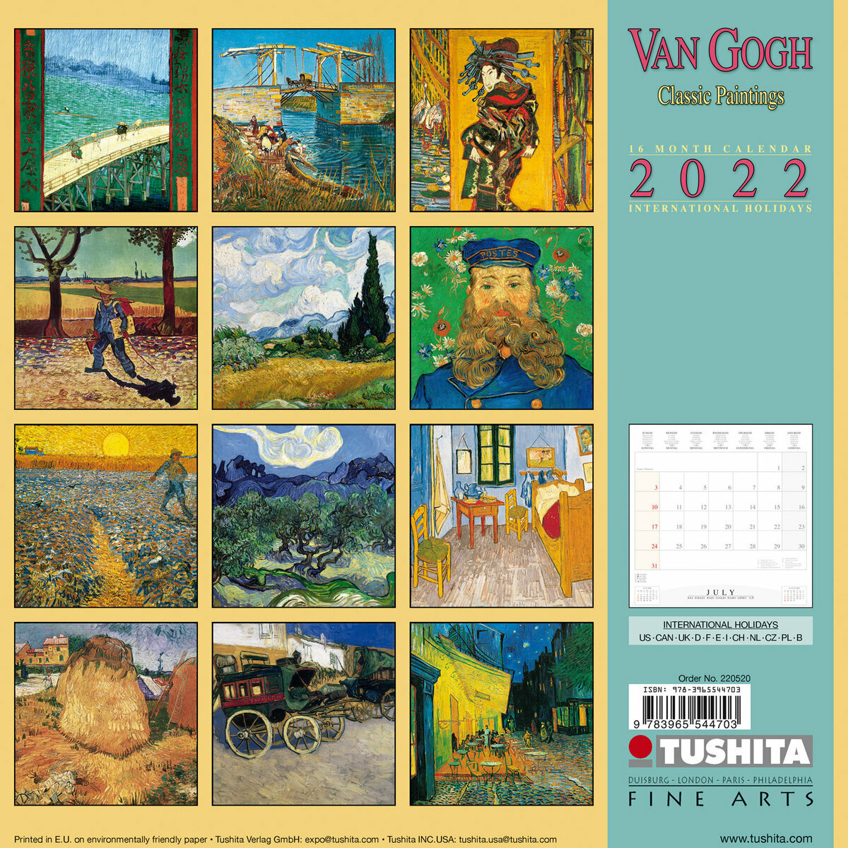  Calendrier  2022  Vincent Van Gogh oeuvre c l bre