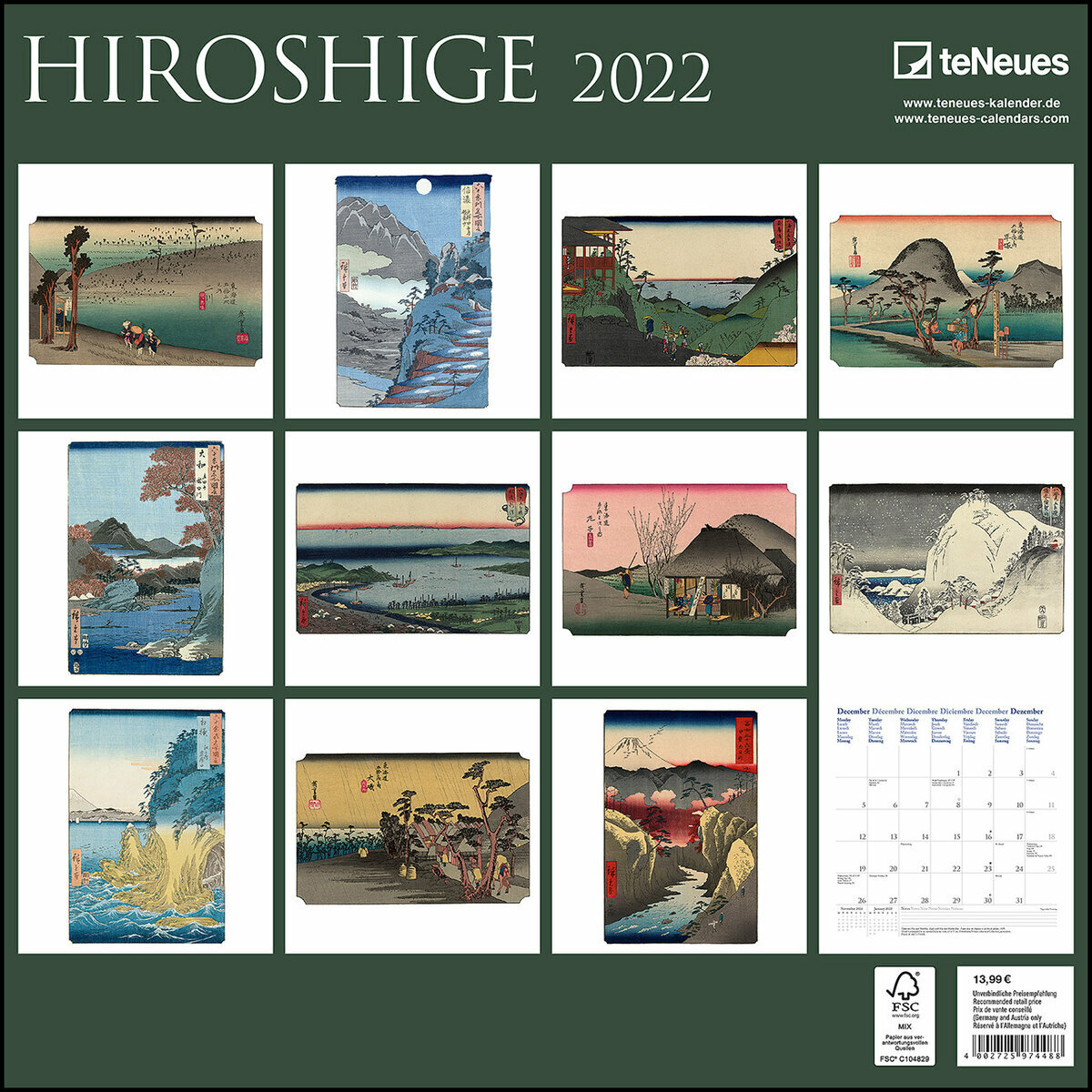  Calendrier  2022  Art  Japonais Hiroshige