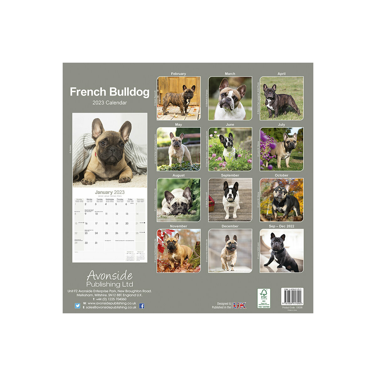 calendrier Bouledogue français 2023