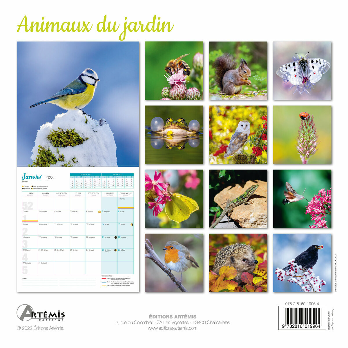 Calendrier 2023 Animaux du jardin