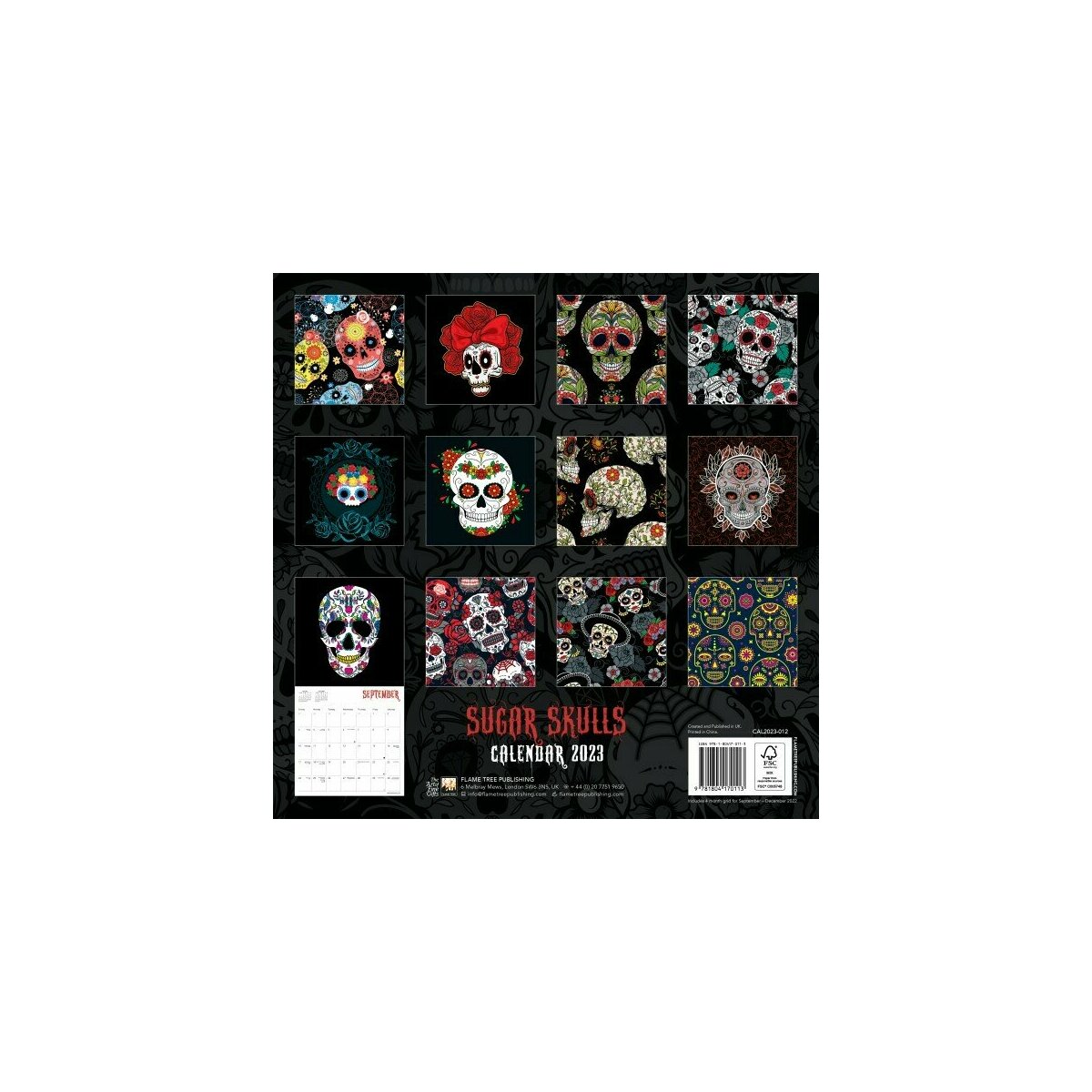 Calendrier 2023 gothique sugar skulls - tête en sucre