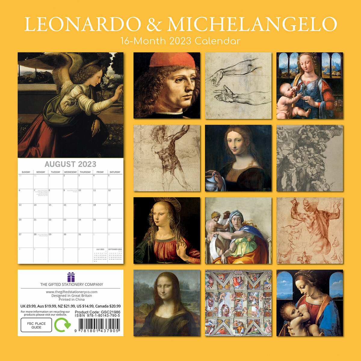 calendrier Leonard de Vinci et Michel-Ange 2023