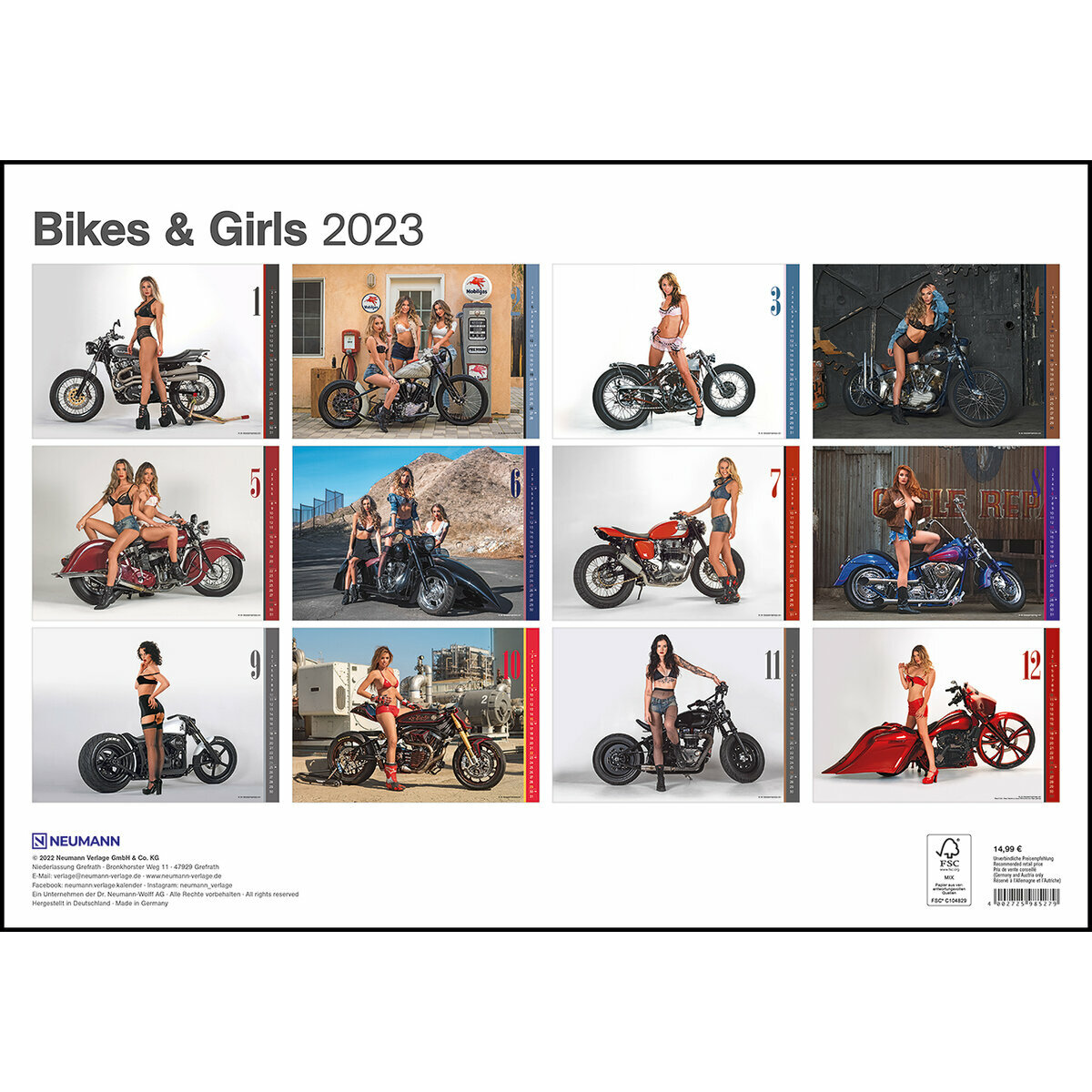 Maxi Calendrier 2023 Sexy femme et moto