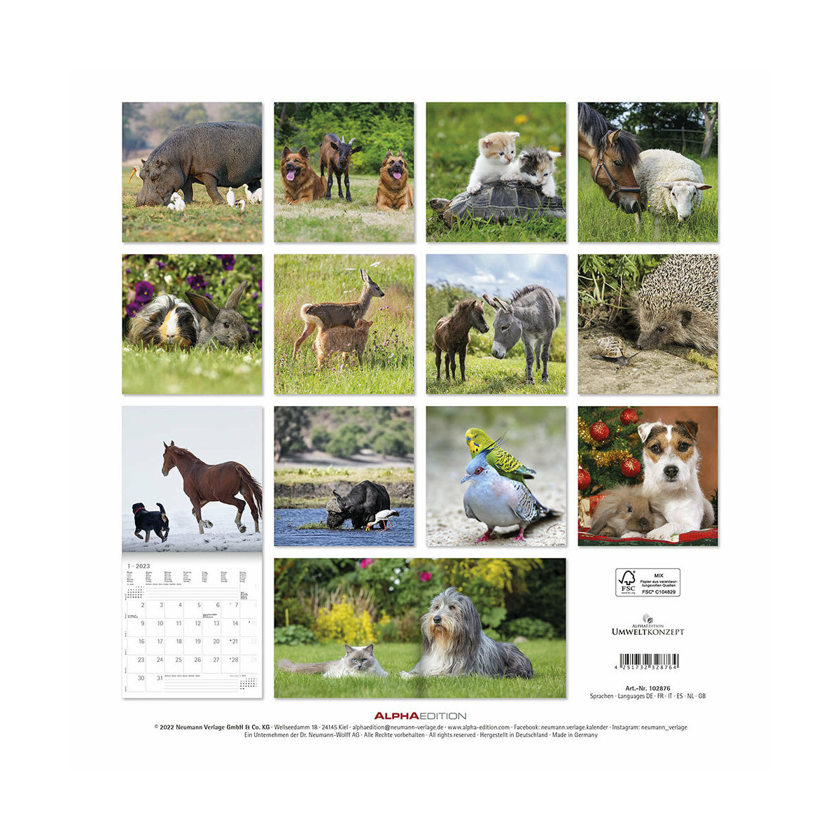 Calendrier 2023 Animaux amis