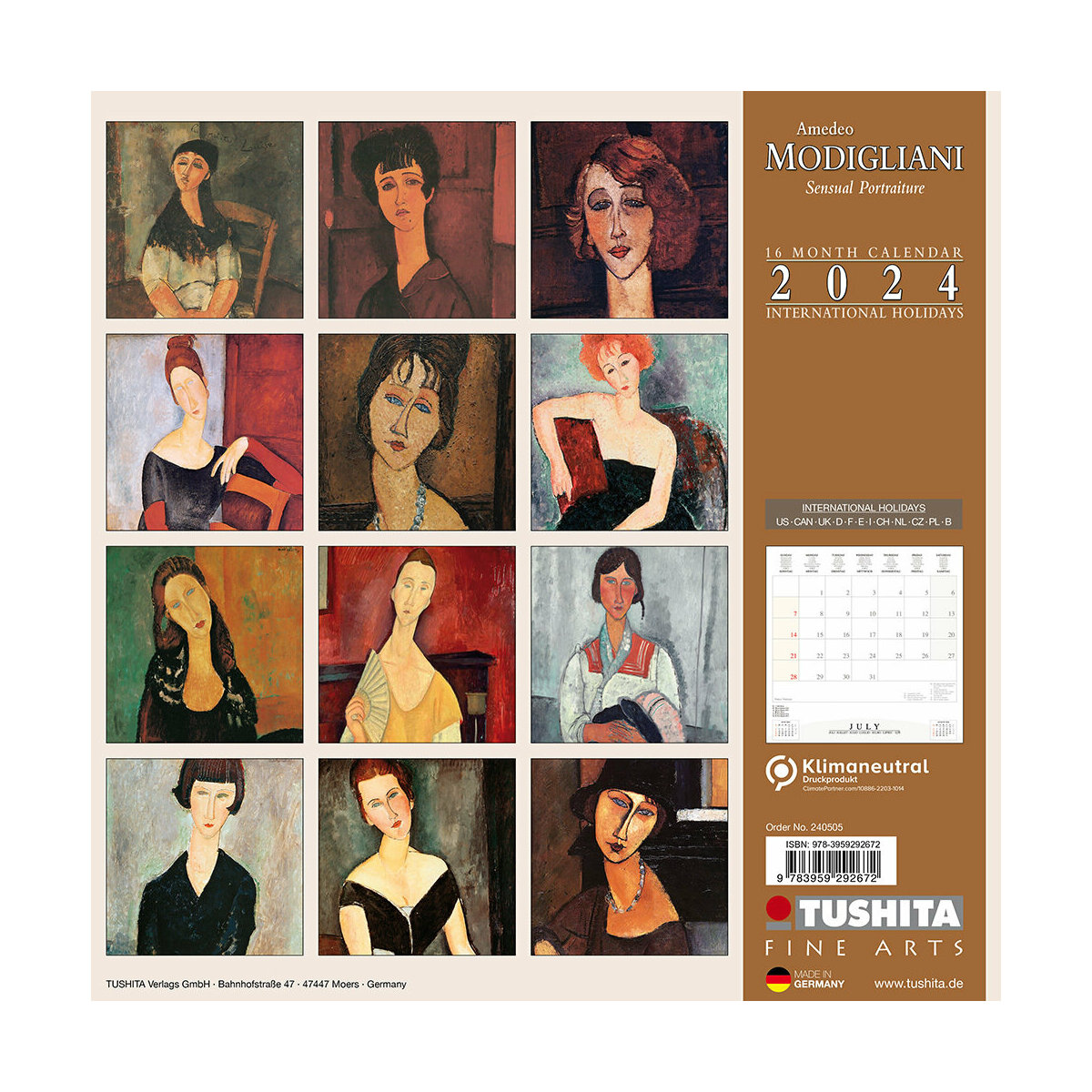 Calendrier 2024 Amedeo Modigliani portrait