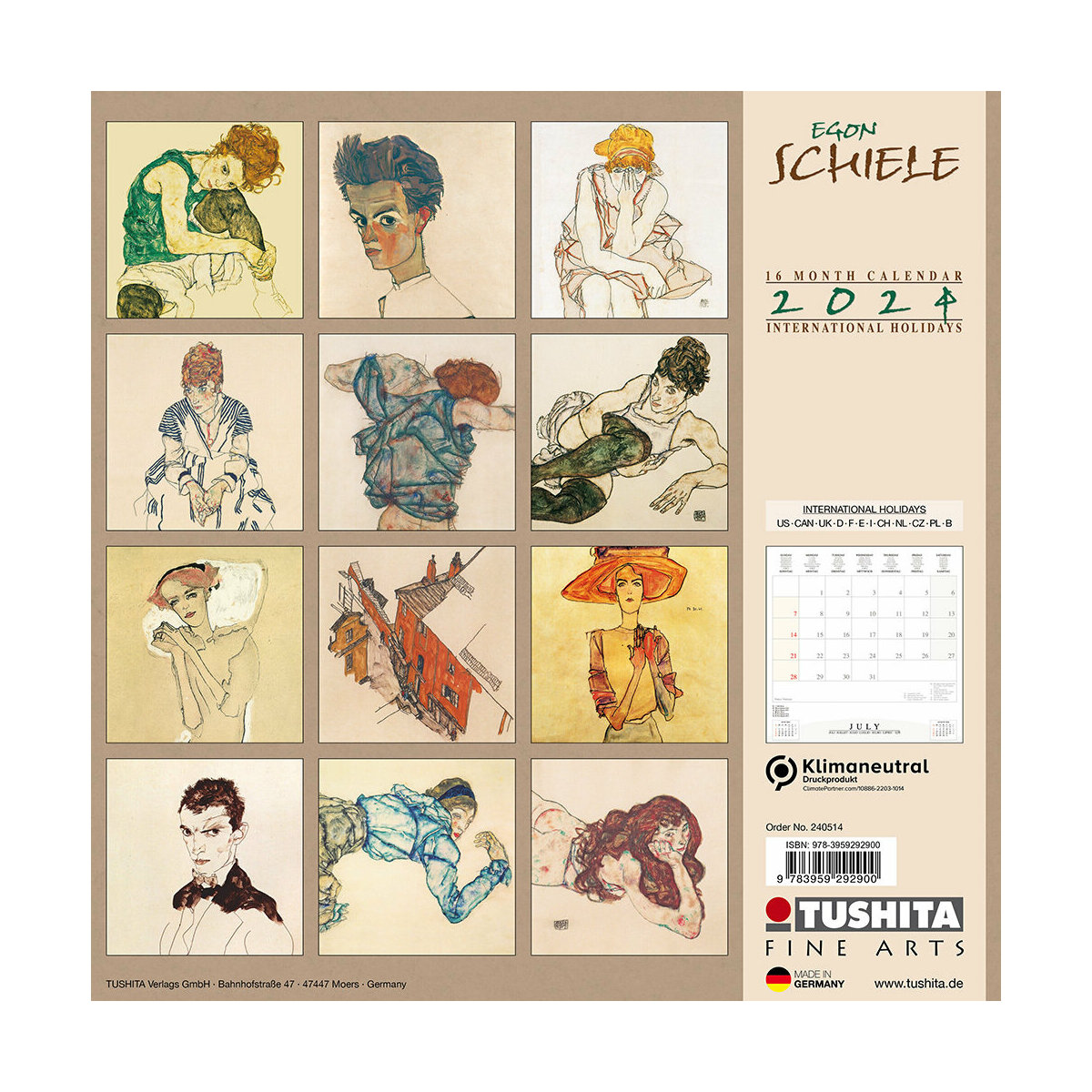 Calendrier 2024 Egon schiele