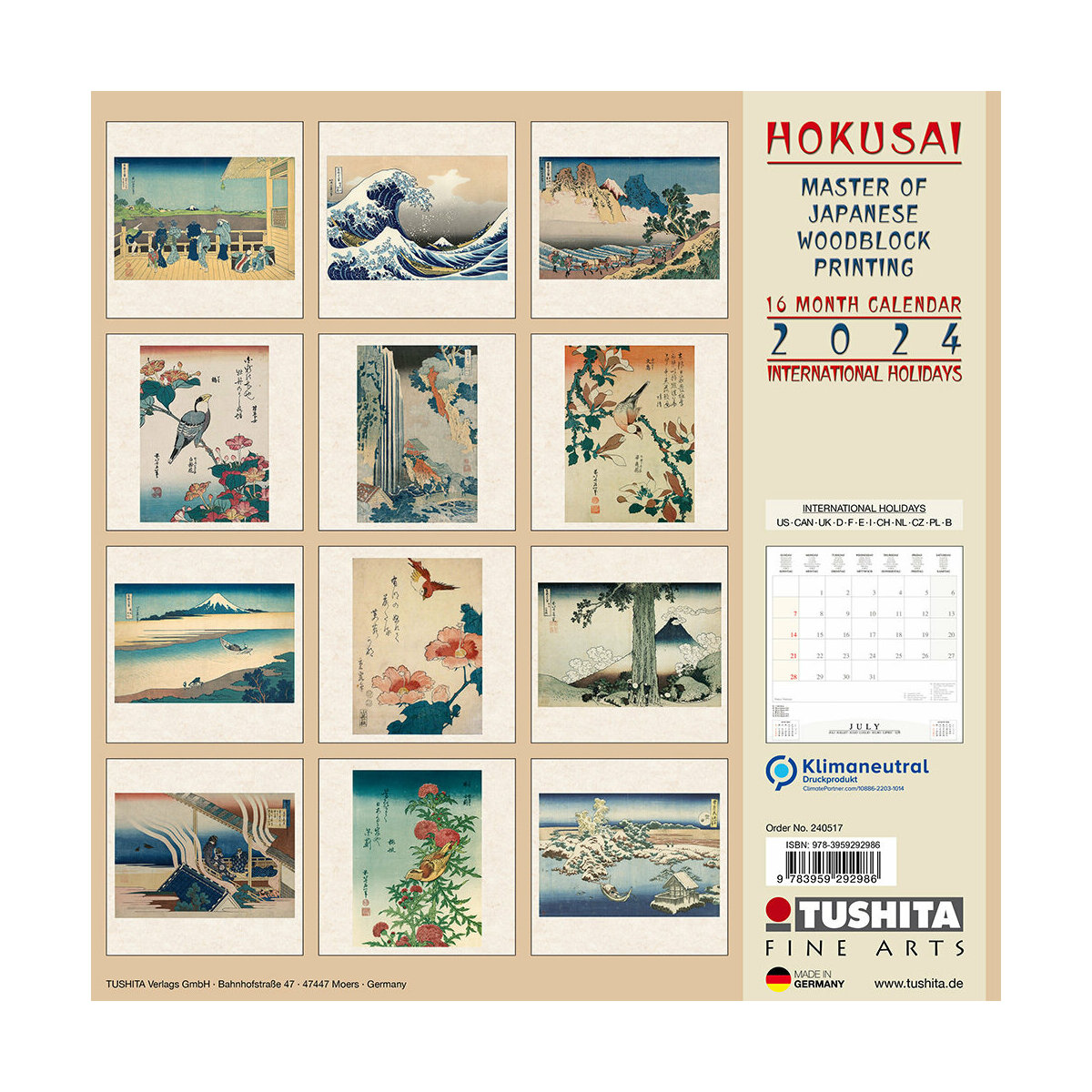 Calendrier 2024 Hokusai Art Japonais