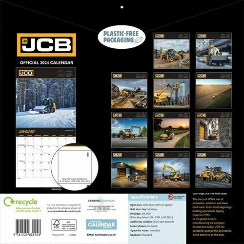 Calendrier 2024 Chantier Tractopelle JCB