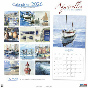 Calendrier 2026 Aquarelle Mer Philippe Vanderbergue