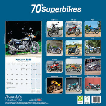 Calendrier 2026 Motos Années 70