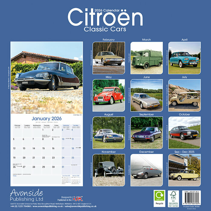 Calendrier 2026 papier Citron Rtro