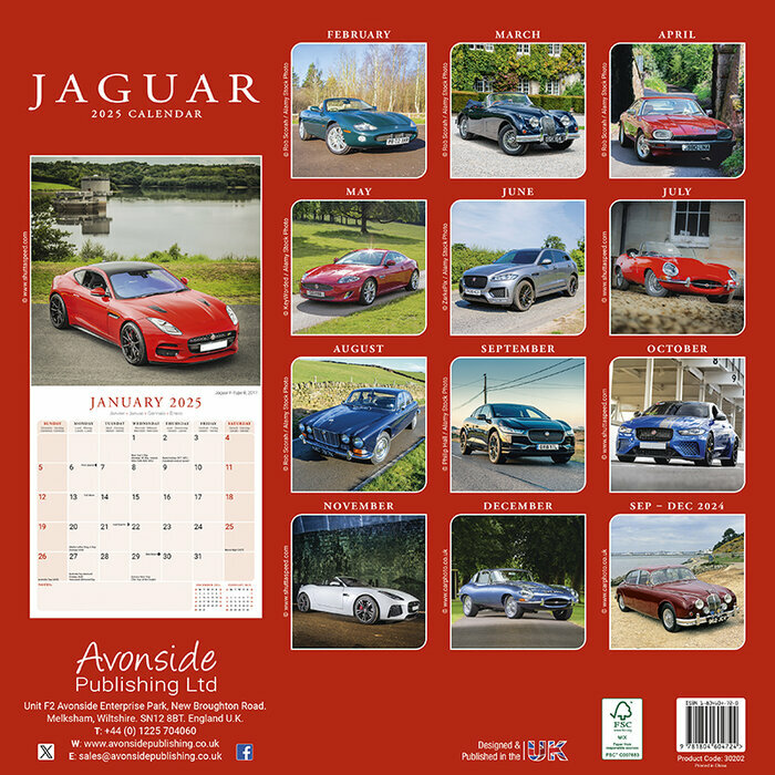 Calendrier 2025 Jaguar Voiture Rtro