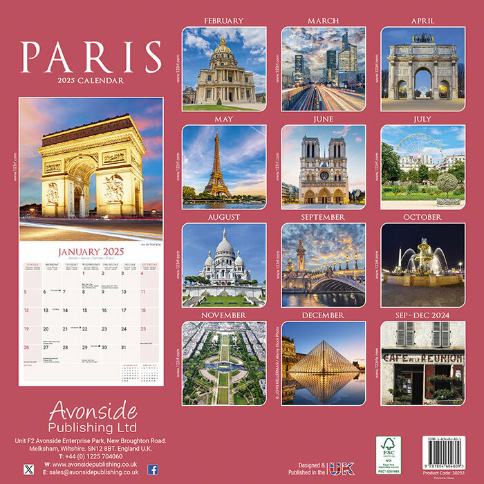 Calendrier 2025 Paris mural