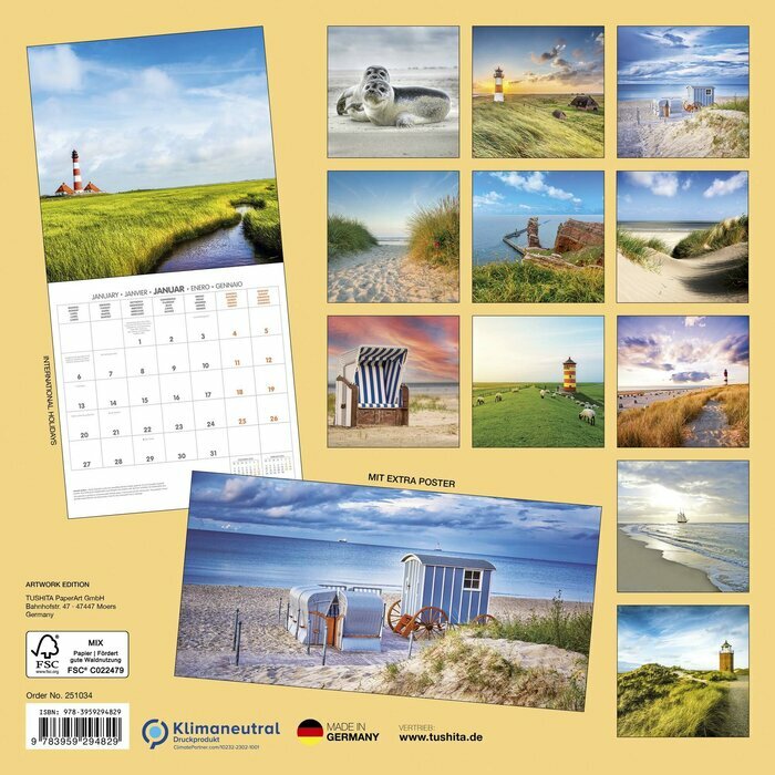 Calendrier Mural 2025 Mer du Nord Paysage