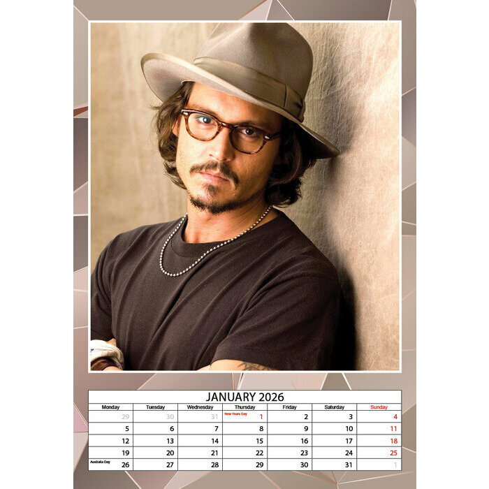 Calendrier 2026 papier Johnny Depp 