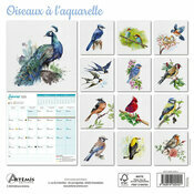 Calendrier Mural 2025 Dessins Oiseaux Aquarelle