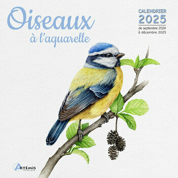 Calendrier 2025 Dessins Oiseaux Aquarelle