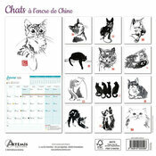 Calendrier Mural 2025 Dessin Chats Encre de Chine