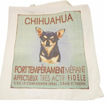 Tote Bag Sac Tissu Chihuahua Noir et Feu