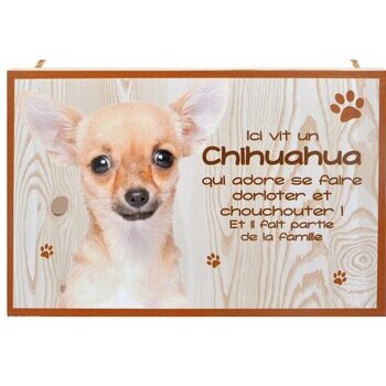 Plaque Bois Décorative Chihuahua Poil Court