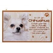 Plaque Bois Dcorative Chihuahua  poil long