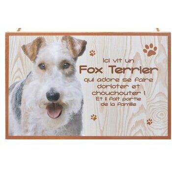Plaque Bois Décorative Fox Terrier Poil Dur