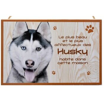 Plaque Bois Décorative Sibérian Husky