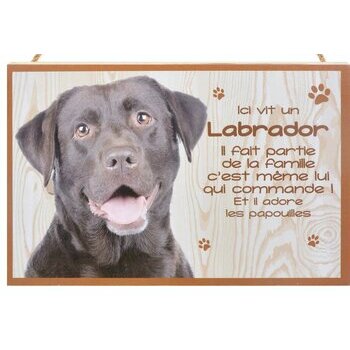 Plaque Bois Décorative Labrador Chocolat