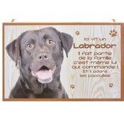 Plaque Bois Dcorative Labrador Chocolat