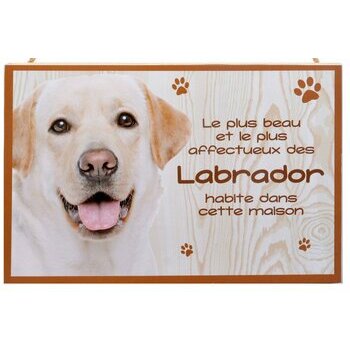Plaque Bois Décorative Labrador Sable