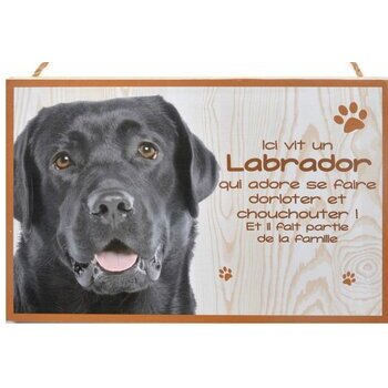 Plaque Bois Décorative Labrador Noir