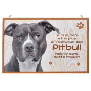 Plaque Bois Décorative Pitbull