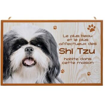 Plaque Bois Décorative Shih tzu (bi colore)
