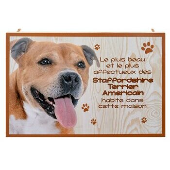 Plaque Bois Décorative Staffordshire Terrier American