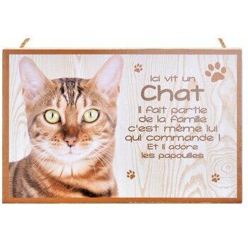 Plaque Bois Décorative Chat (tigré bengal)