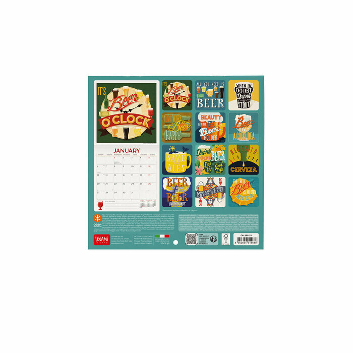 Mini Calendrier Papier 2025 Affiche Bière Rétro