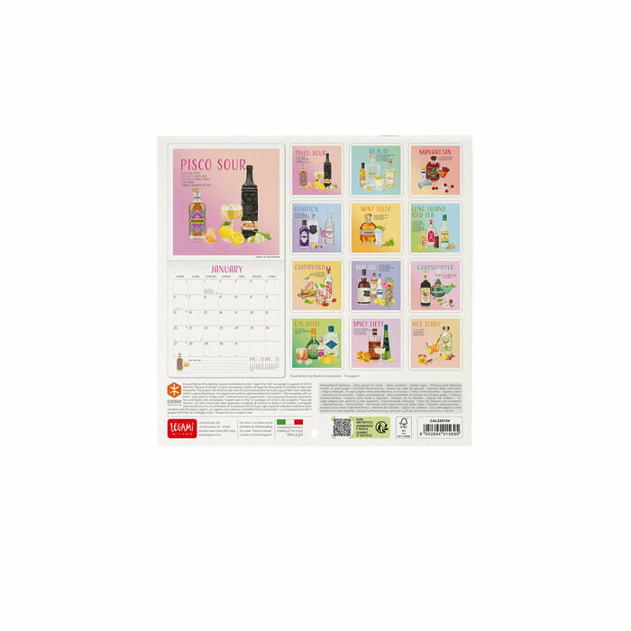 Mini Calendrier Papier  2025 Apéro Tchin Cocktail Cheers
