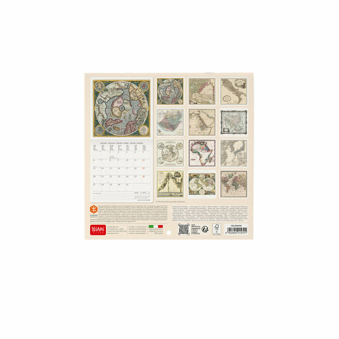 Mini Calendrier Papier 2025 Carte Antique Rétro