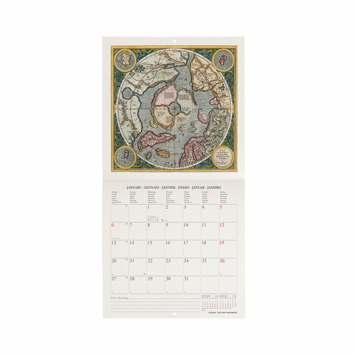 Mini Calendrier 2025 Carte Antique Rétro
