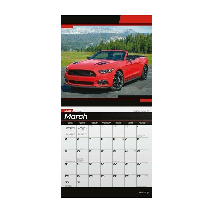 Calendrier 2025 Voiture Mustang